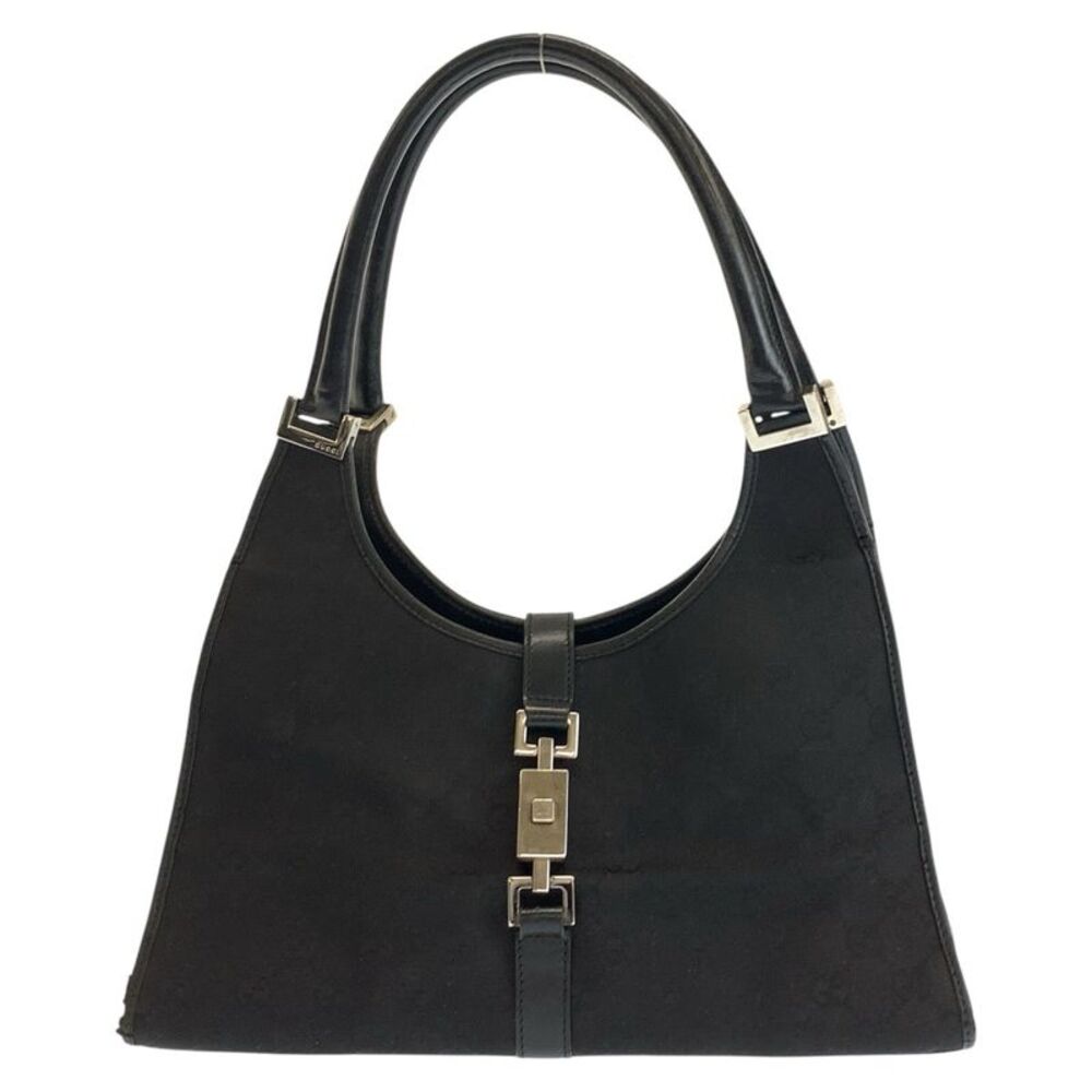 Gucci Jackie Black GG Canvas Leather Handbag